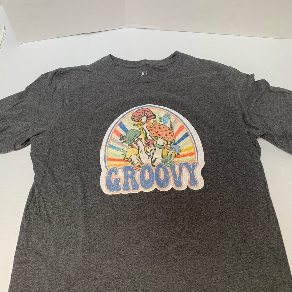 George Brand Men’s Gray Groovy Graphics Hippie Long Sleeve Polo Shirt Size LG